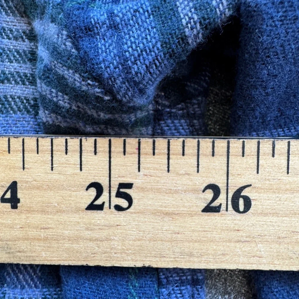 HickoryShirtCo Mens XL Blue Plaid Quarter Zip Flannel Pullover Shirt